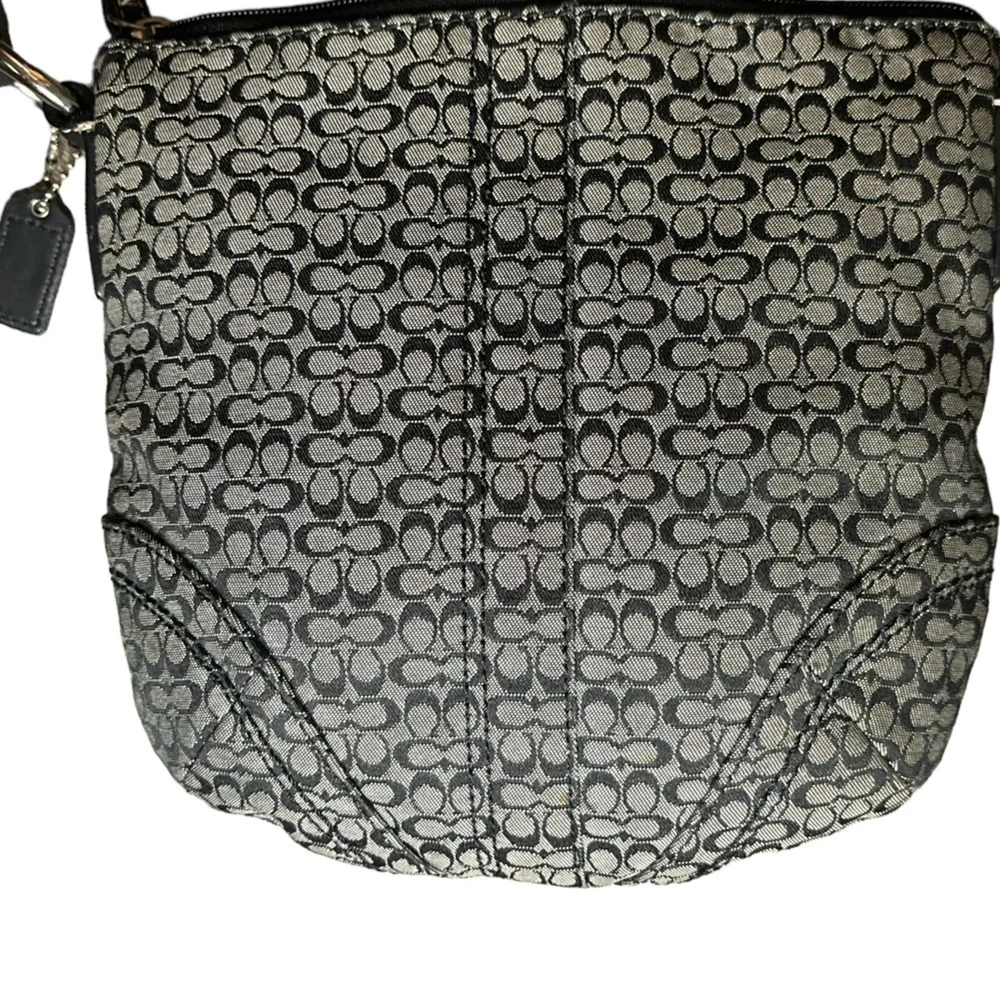 Coach Monogrammed Logo Buckle Small Crossbody Black/White/Silver Hardware